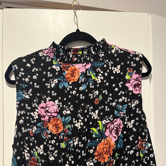 Floral Sleeveless Dress - Black Multicolor - Picture 2 of 2